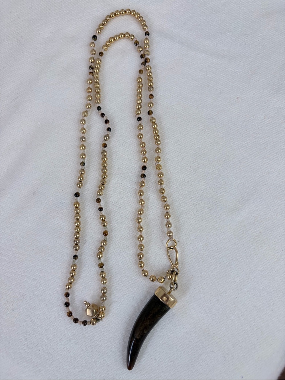 Banana Republic Gold-Tone + Tiger Eye + Horn Long Necklace - 32"